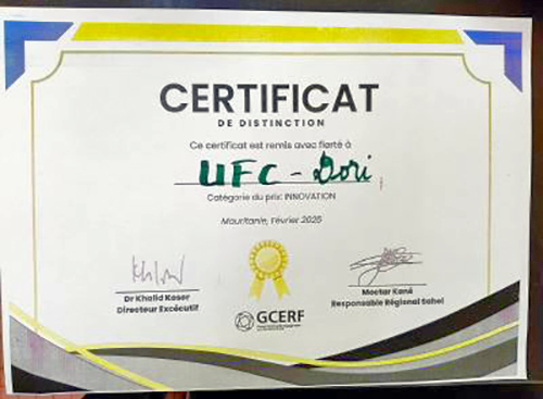 Prix de la Communauté de Pratiques Régionale Sahélienne : de GCERF 2025 : UFC-Dori décroche le Prix de l’Innovation